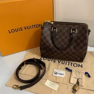 Louis Vuitton Damier Ebene Canvas Speedy Bandouliere 25
